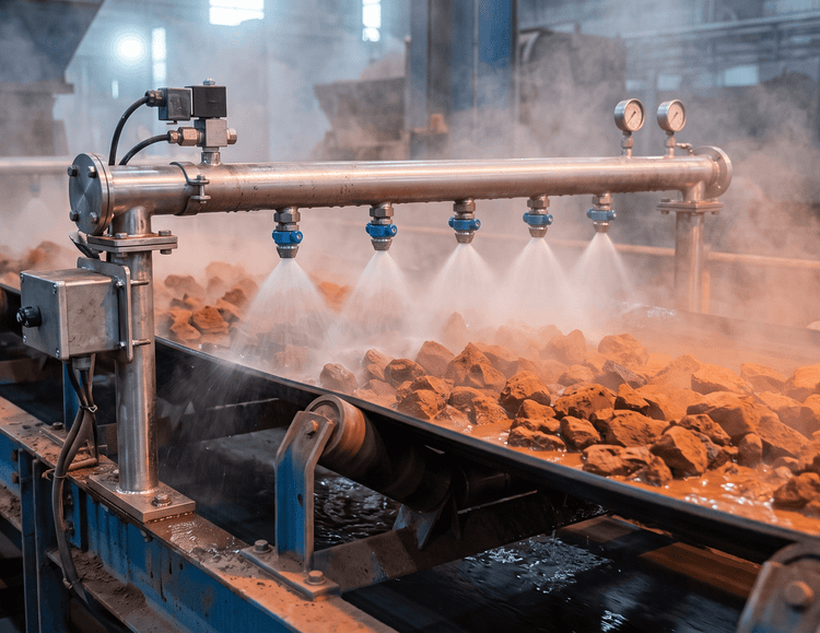How to Spec Spray Nozzles for Hot Iron Ore Conveyor Cooling - NozzlePro