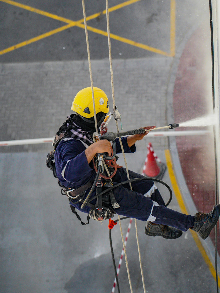 pressure washing in action