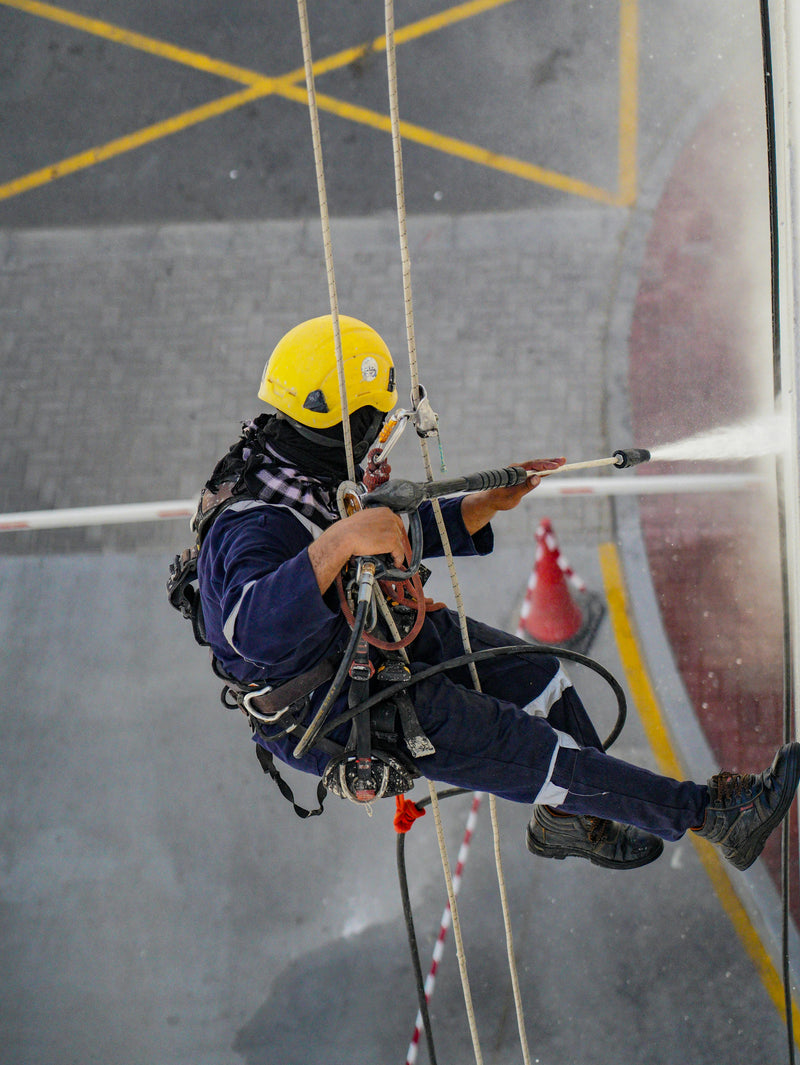 pressure washing in action