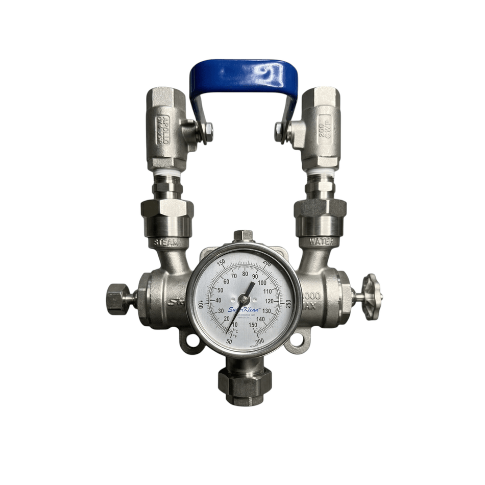8000bm-s-steam-cold-water-mixing-station-stainless-steel-includes-2-ball-valves-2-check-valves-all-stainless-steel-hose-rack-stainless-steel-mounting-plate-bolts-washers-nozzlepro