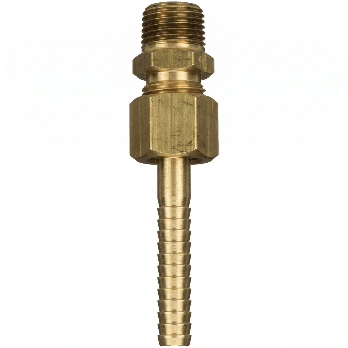 9 - 5/8 - B 3 piece mixer adapter (3/4” NPT x 5/8" hose barb), brass - NozzlePro
