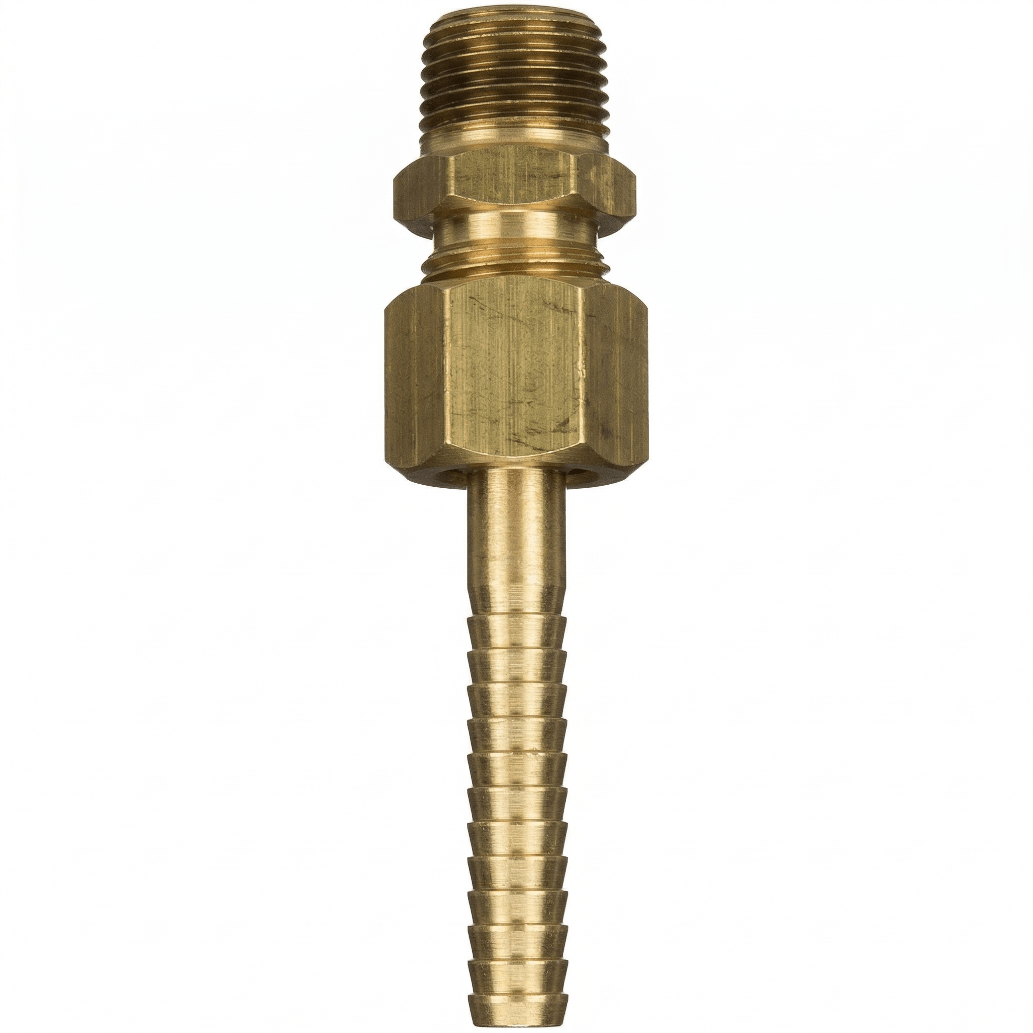 9 - 5/8 - B 3 piece mixer adapter (3/4” NPT x 5/8" hose barb), brass - NozzlePro