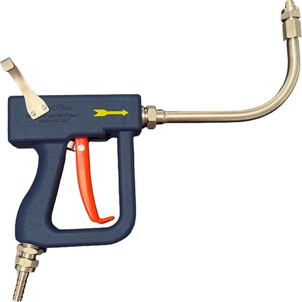 DH150D - DB - 1/4 DuraFlow Dairy spray nozzle, 304 SS, designed for milking parlors. Complete with SS: hook, 90° wand and full cone spray tip. Dark blue cover. Includes ¼” hose barb with replaceable 50 mesh filter - NozzlePro